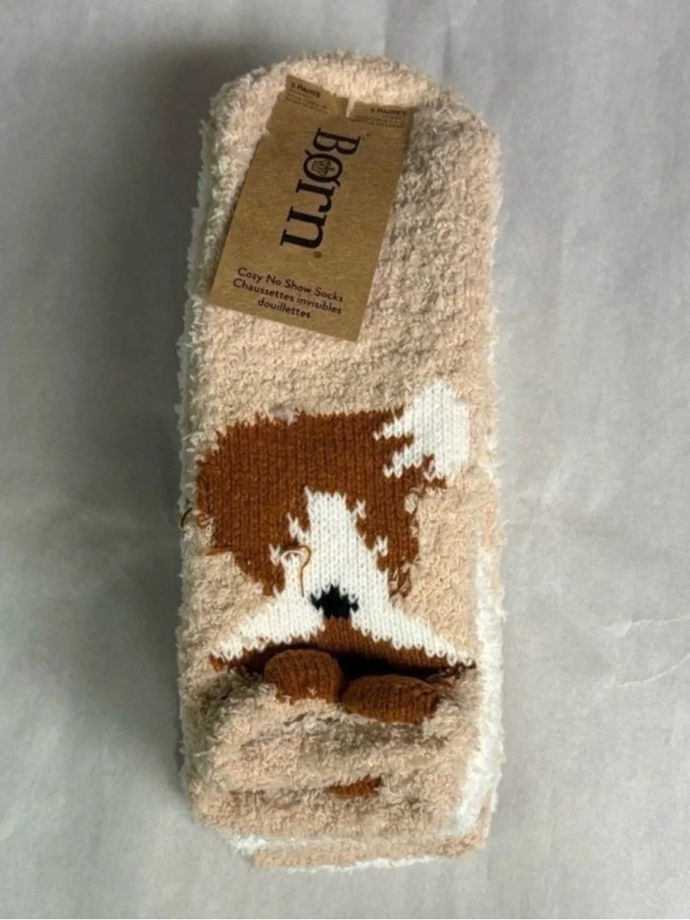 New Born Socks Women’s 5 Pair Fox Multicolor Plush Soft Cozy No Show Sock Casual